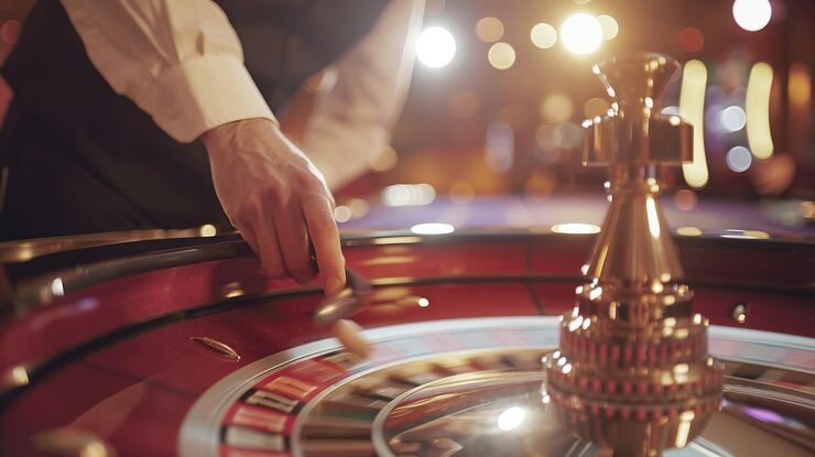 Mobile phone displaying live casino table interface